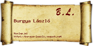 Burgya László névjegykártya